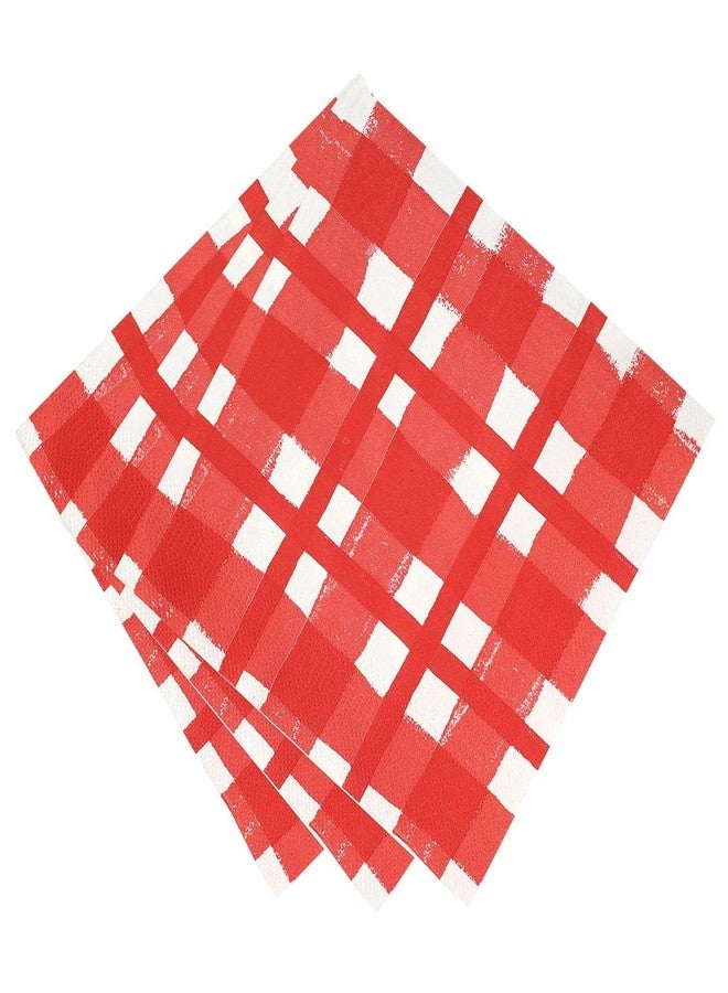 Talking Tables 20 x Red Gingham Disposable Napkins, Recycled Checkered Paper Serviettes for Picnics & Al Fresco Summer Dining Eco-Friendly for Birthday Easter, Weddings, BBQ, Decoupage 3ply 33cm - Image 2